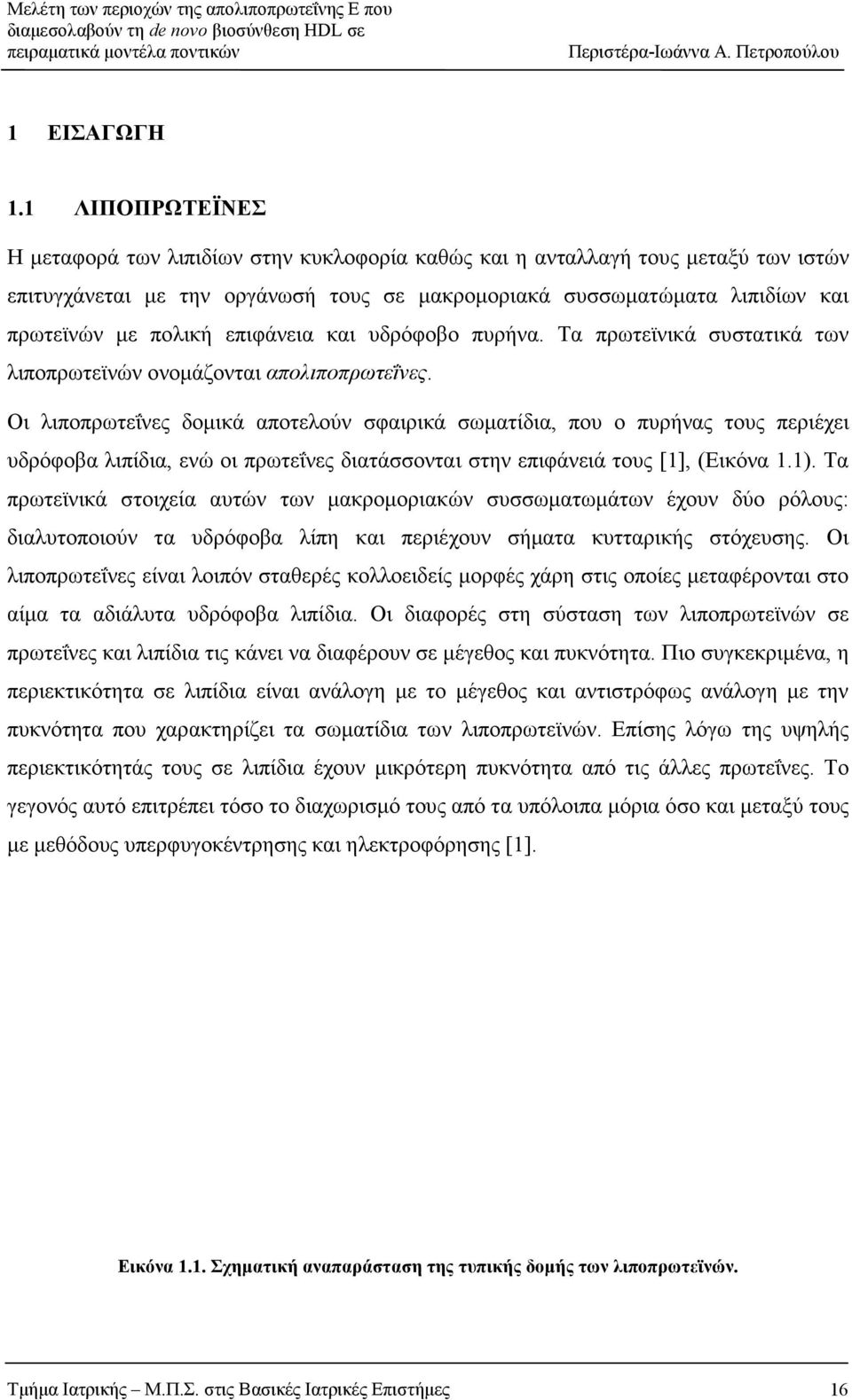 επιφάνεια και υδρόφοβο πυρήνα. Τα πρωτεϊνικά συστατικά των λιποπρωτεϊνών ονοµάζονται απολιποπρωτεΐνες.