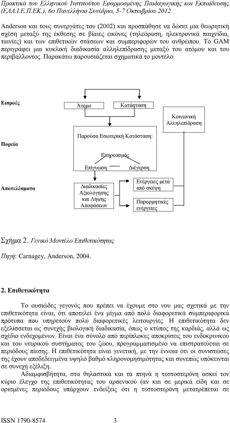 Εισροές Άτομο Κατάσταση Κοινωνική Αλληλεπίδραση Πορεία Παρούσα Εσωτερική Κατάσταση: Επηρεασμός Αποτελέσματα Επίγνωση Διαδικασίες Αξιολόγησης και Λήψης Αποφάσεων Διέγερση Ενέργειες μετά από σκέψη