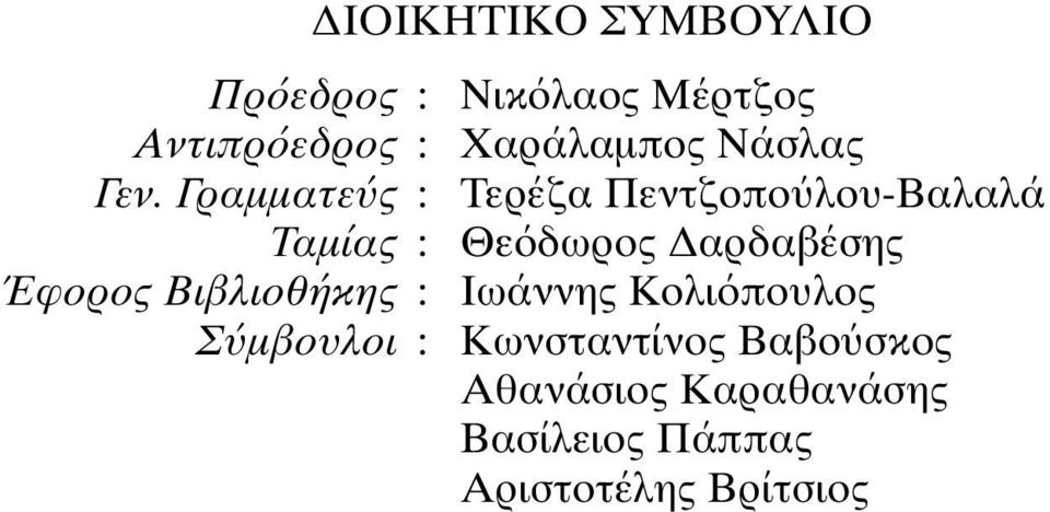 ΣYMBOYΛIO Nικ λαος Mέρτζος Xαράλαµπος Nάσλας Tερέζα Πεντζοπο λου-bαλαλά