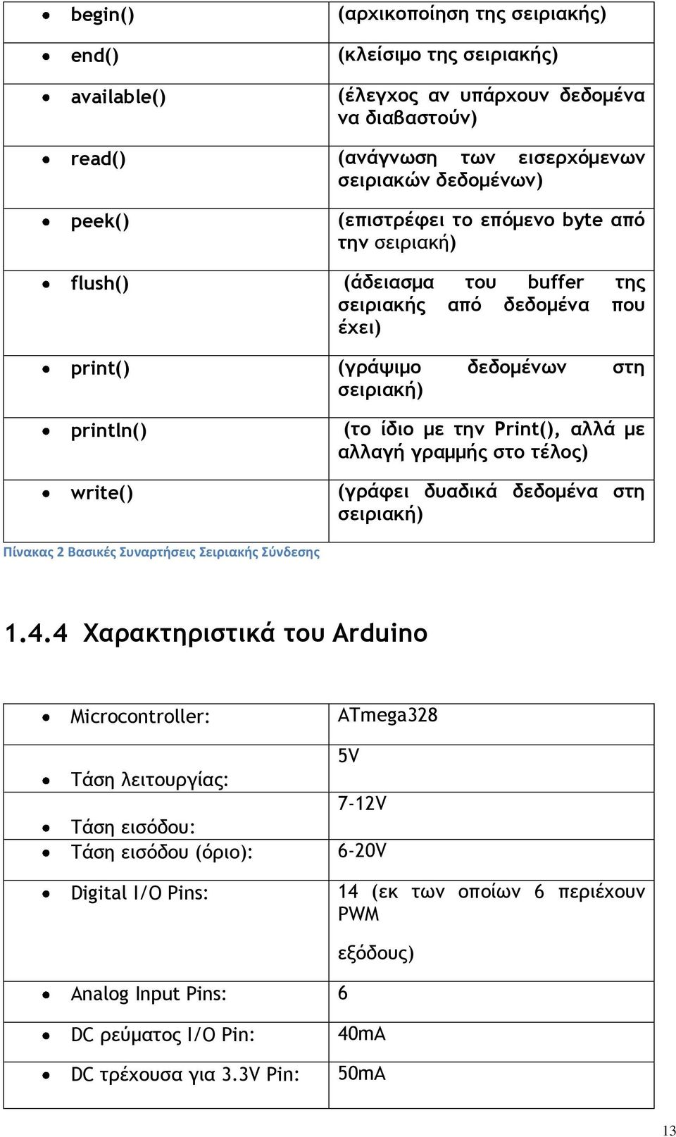 Print(), αλλά με αλλαγή γοαμμήπ ρςξ ςέλξπ) (γοάτει δσαδικά δεδξμέμα ρςη ρειοιακή) Πίνακασ 2 Βαςικζσ υναρτήςεισ ειριακήσ φνδεςησ 1.4.