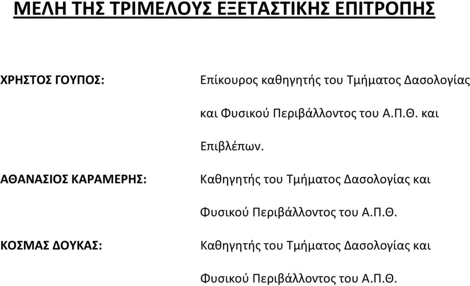 ΑΘΑΝΑΣΙΟΣ ΚΑΡΑΜΕΡΗΣ: Καθηγητής του Τμήματος Δασολογίας και Φυσικού Περιβάλλοντος