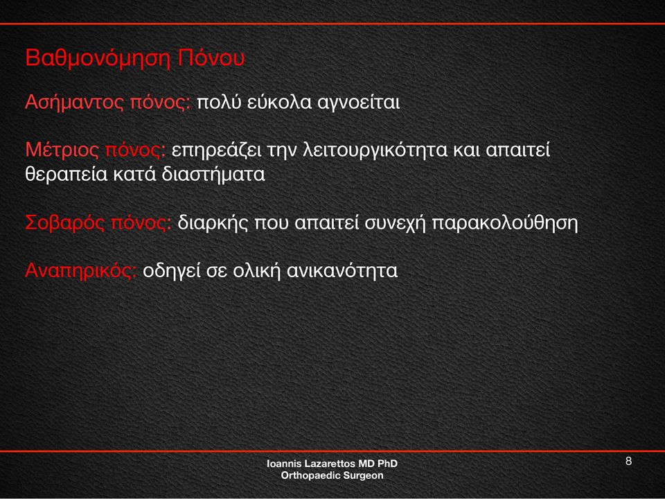 θεραπεία κατά διαστήματα Σοβαρός πόνος: διαρκής που