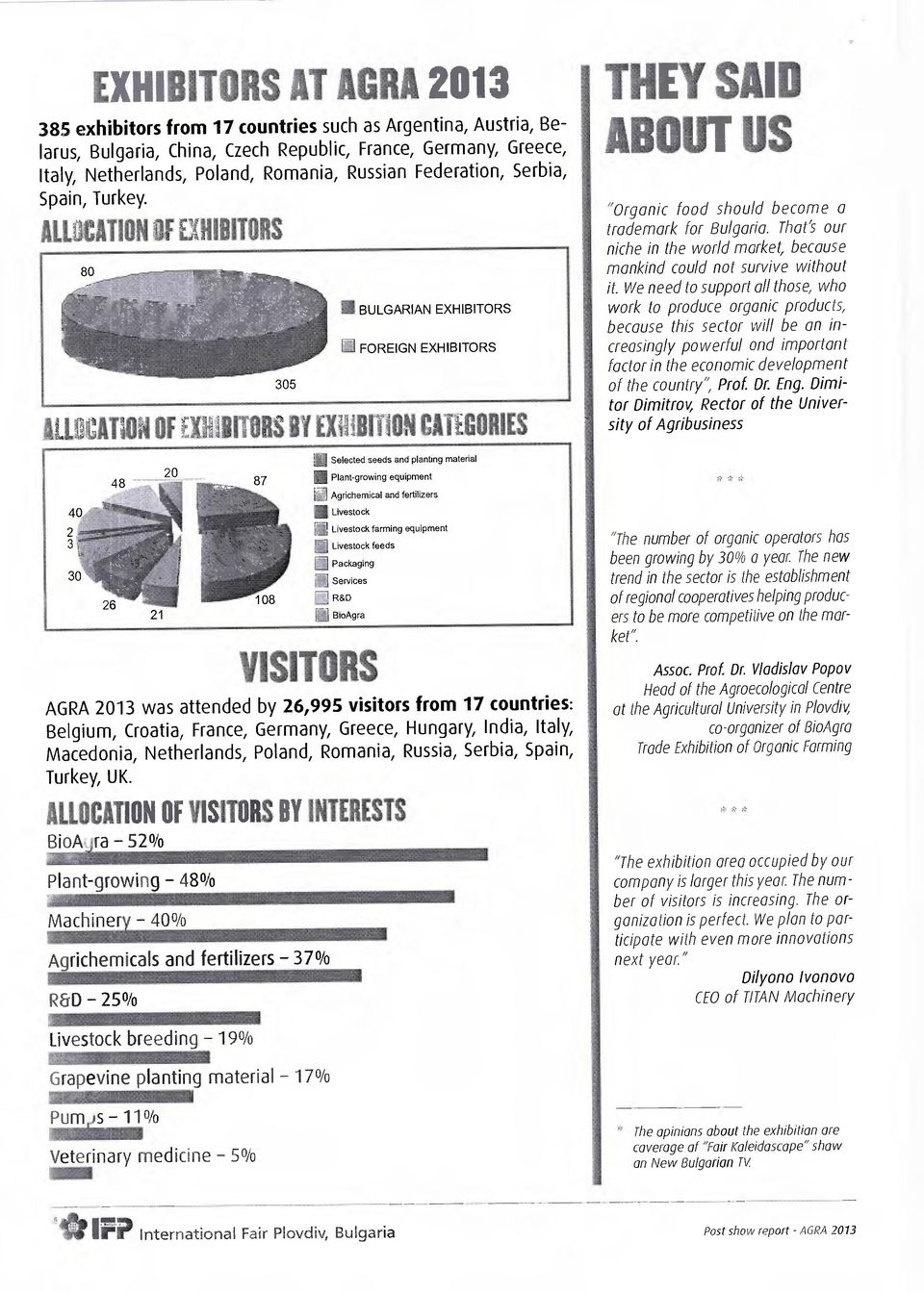 AGRA 2013 ' ι ΕΧ BULGARIAN EXHIBITORS FOREIGN EXHIBITORS Selected seeds 8Γ1 Plant-growίng equίpment Agrίchemical απd fertίlizers Lίvestock plantίng materίal Livestock farmίng equίpment Lίvestock