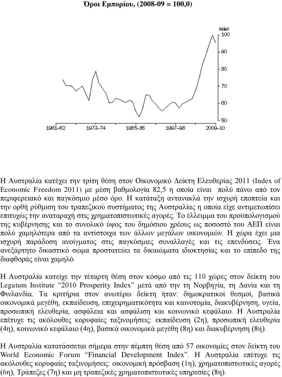 Ζ θαηάηαμε αληαλαθιά ηελ ηζρπξή επνπηεία θαη ηελ νξζή ξχζκηζε ηνπ ηξαπεδηθνχ ζπζηήκαηνο ηεο Απζηξαιίαο ε νπνία είρε αληηκεησπίζεη επηηπρψο ηελ αλαηαξαρή ζηηο ρξεκαηνπηζησηηθέο αγνξέο.