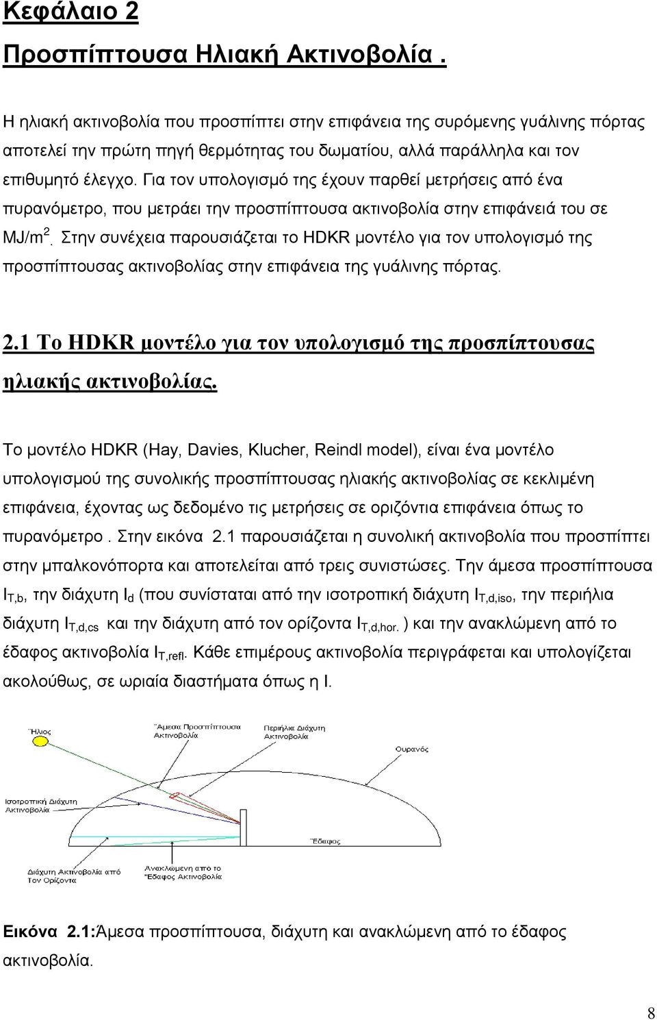 Για τον υπολογισμό της έχουν παρθεί μετρήσεις από ένα πυρανόμετρο, που μετράει την προσπίπτουσα ακτινοβολία στην επιφάνειά του σε MJ/m 2.