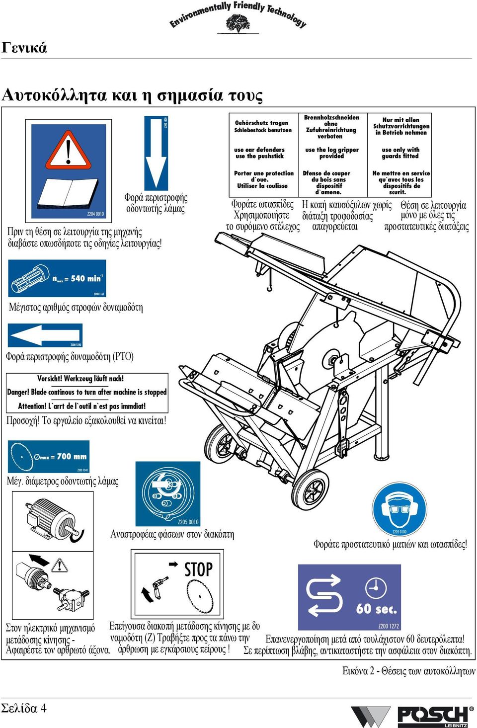 οπωσδήποτε τις οδηγίες λειτουργίας! Porter une protection d`oue. Utiliser la coulisse Dfense de couper du bois sans dispositif d`amene.