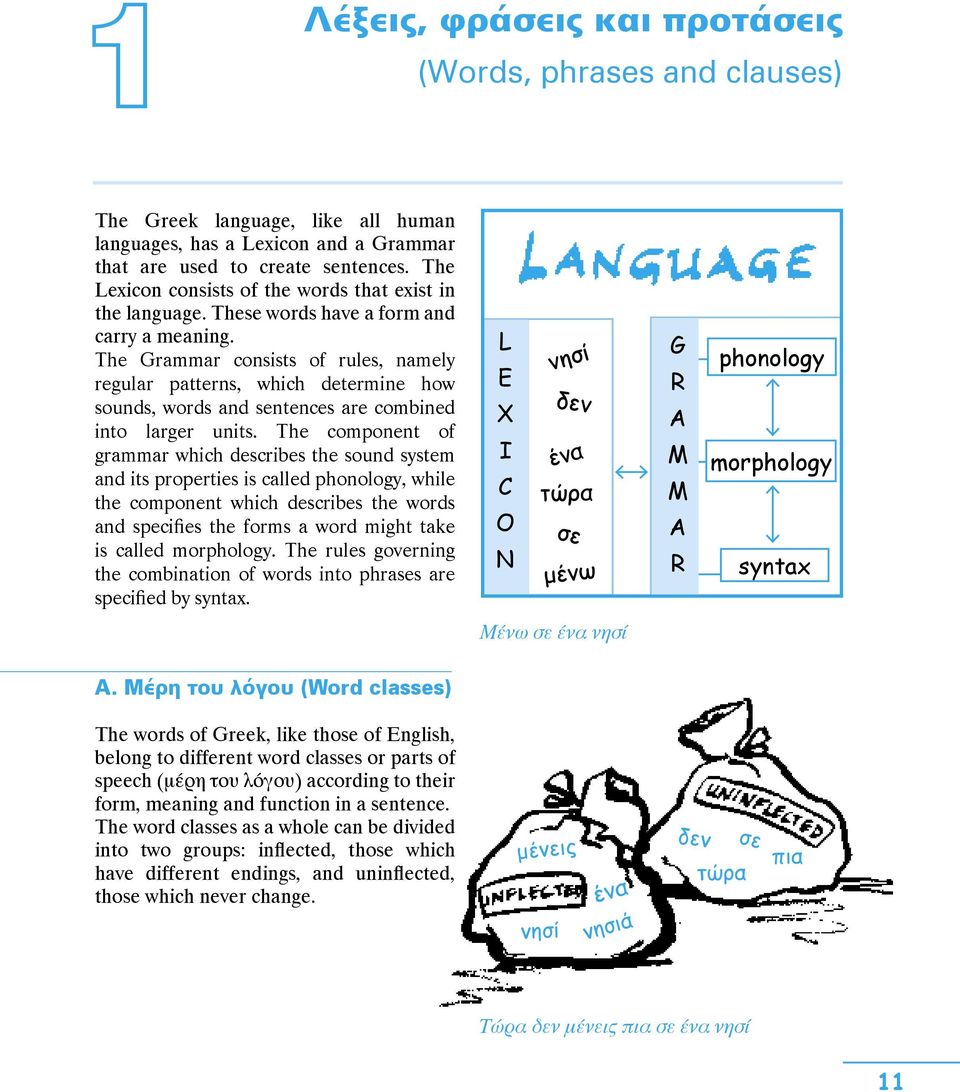 The Grammar consists of rules, namely regular patterns, which determine how sounds, words and sentences are combined into larger units.