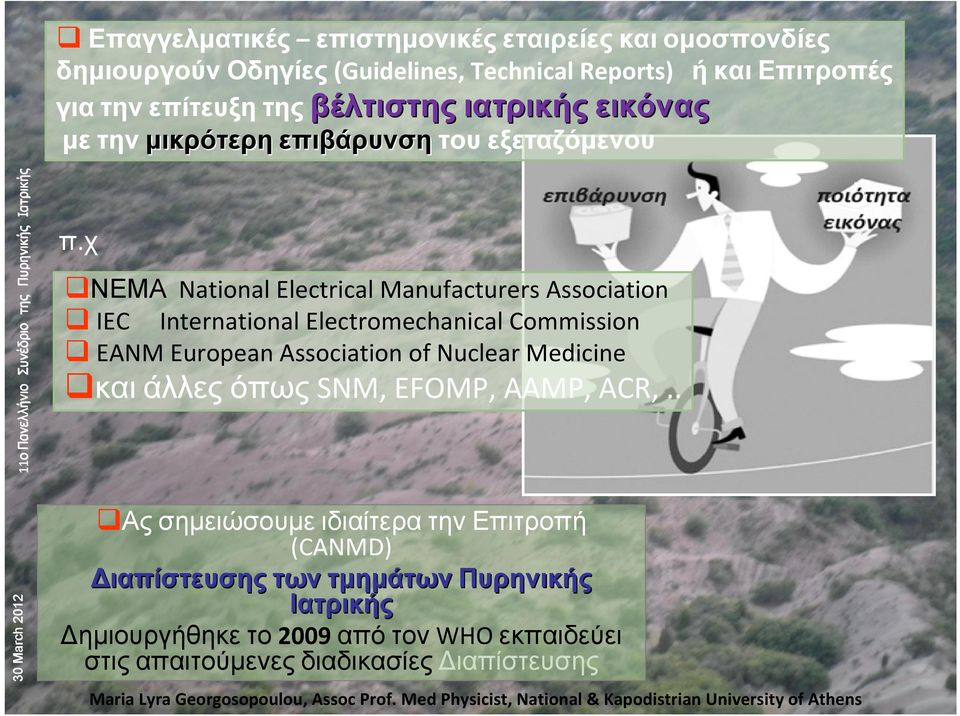 χ ΝΕΜΑ National Electrical Manufacturers Association IEC International Electromechanical Commission EANM European Association of Nuclear Medicine