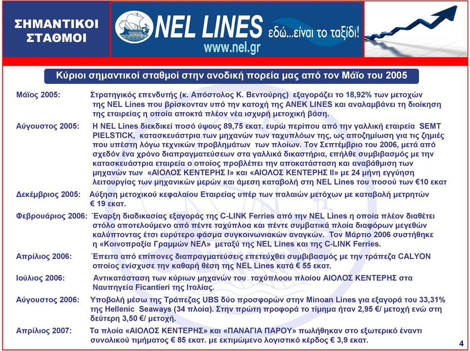 Αύγουστος : Η NEL Lines διεκδικεί ποσό ύψους 89,75 εκατ.