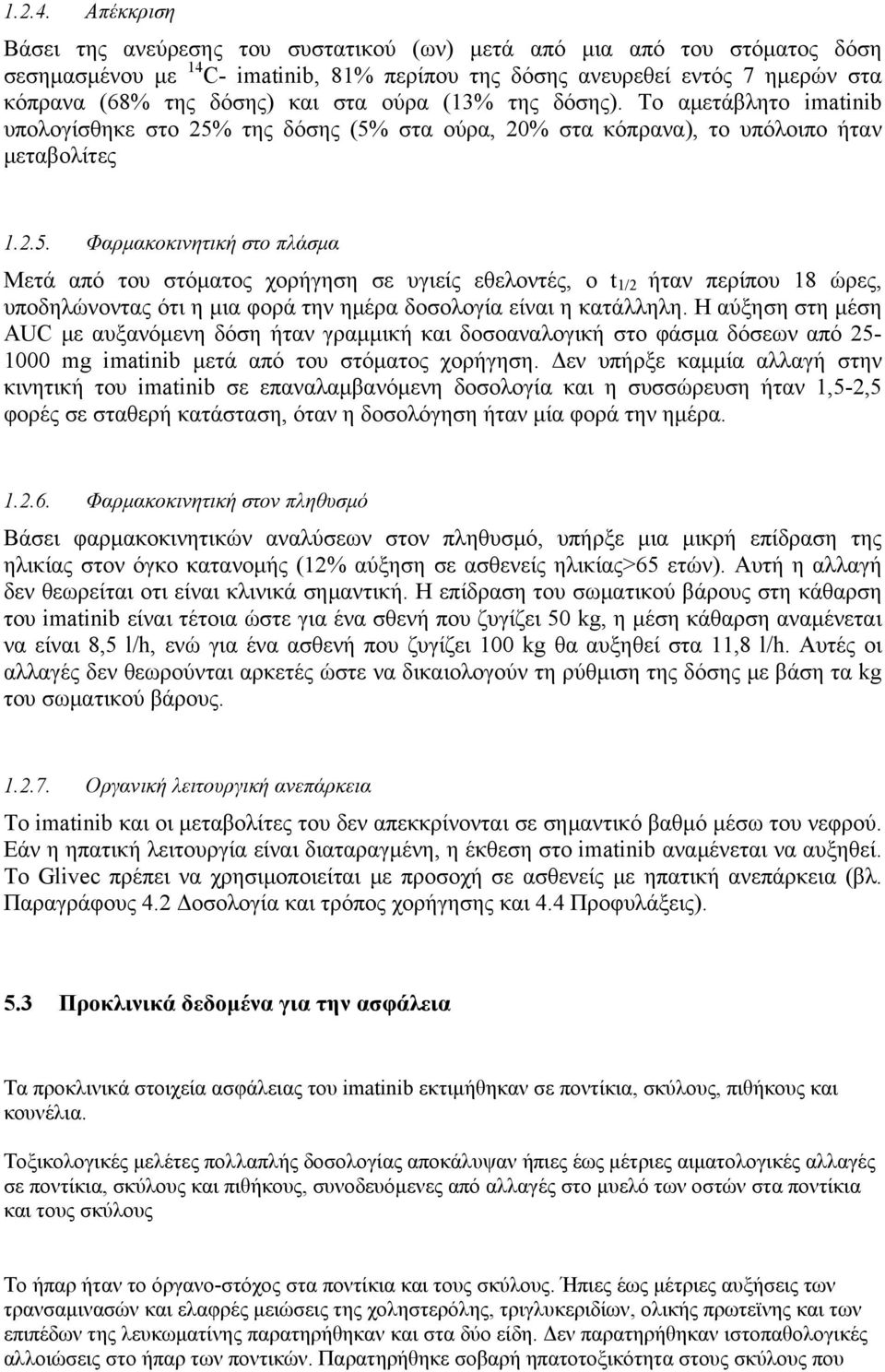 ούρα (13% της δόσης). Το αμετάβλητο imatinib υπολογίσθηκε στο 25%