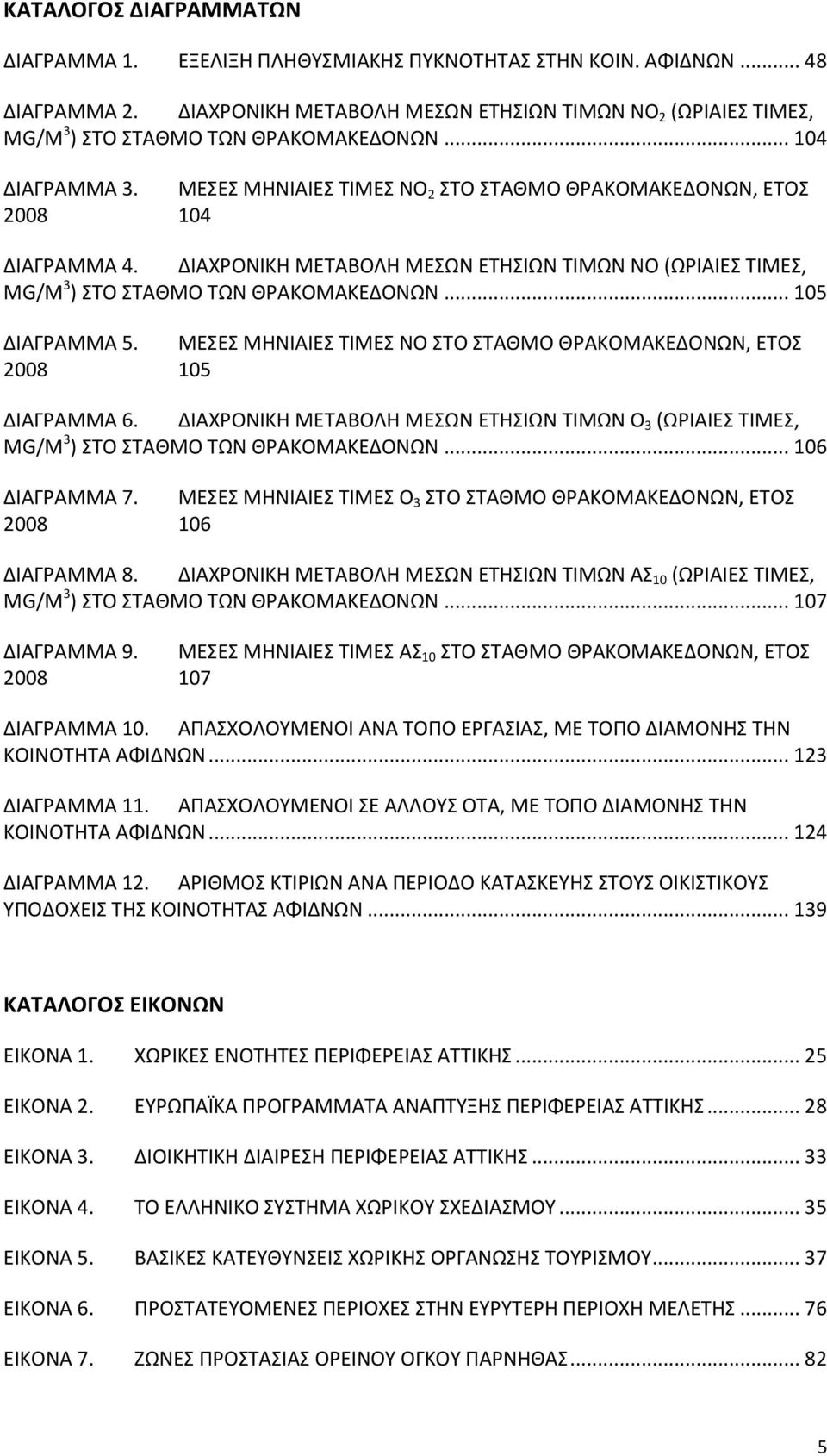 ΔΙΑΧΡΟΝΙΚΗ ΜΕΤΑΒΟΛΗ ΜΕΣΩΝ ΕΤΗΣΙΩΝ ΤΙΜΩΝ ΝΟ (ΩΡΙΑΙΕΣ ΤΙΜΕΣ, ΜG/M 3 ) ΣΤΟ ΣΤΑΘΜΟ ΤΩΝ ΘΡΑΚΟΜΑΚΕΔΟΝΩΝ... 105 ΔΙΑΓΡΑΜΜΑ 5. ΜΕΣΕΣ ΜΗΝΙΑΙΕΣ ΤΙΜΕΣ ΝΟ ΣΤΟ ΣΤΑΘΜΟ ΘΡΑΚΟΜΑΚΕΔΟΝΩΝ, ΕΤΟΣ 2008 105 ΔΙΑΓΡΑΜΜΑ 6.