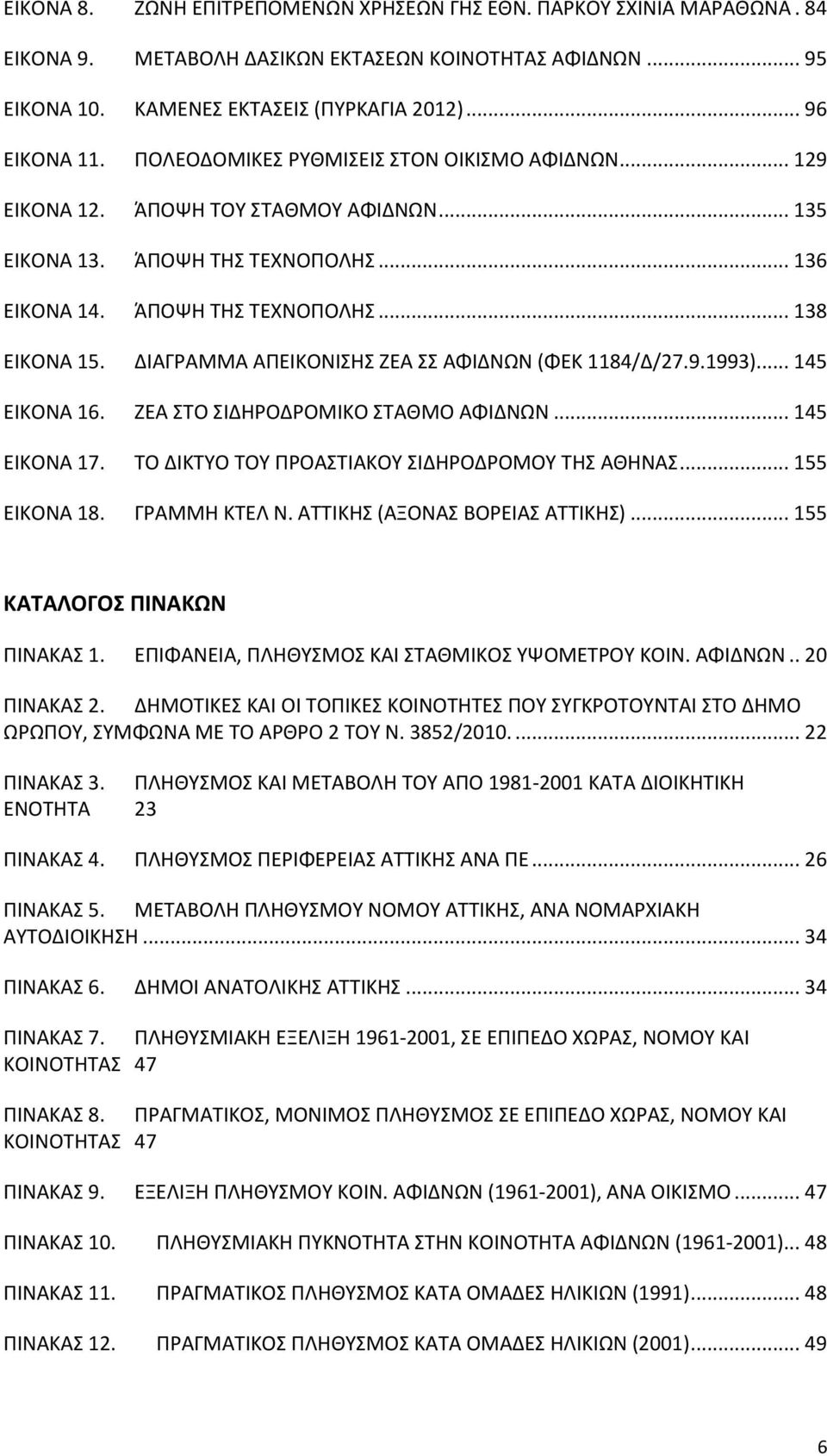 ΔΙΑΓΡΑΜΜΑ ΑΠΕΙΚΟΝΙΣΗΣ ΖΕΑ ΣΣ ΑΦΙΔΝΩΝ (ΦΕΚ 1184/Δ/27.9.1993)... 145 ΕΙΚΟΝΑ 16. ΖΕΑ ΣΤΟ ΣΙΔΗΡΟΔΡΟΜΙΚΟ ΣΤΑΘΜΟ ΑΦΙΔΝΩΝ... 145 ΕΙΚΟΝΑ 17. ΤΟ ΔΙΚΤΥΟ ΤΟΥ ΠΡΟΑΣΤΙΑΚΟΥ ΣΙΔΗΡΟΔΡΟΜΟΥ ΤΗΣ ΑΘΗΝΑΣ... 155 ΕΙΚΟΝΑ 18.