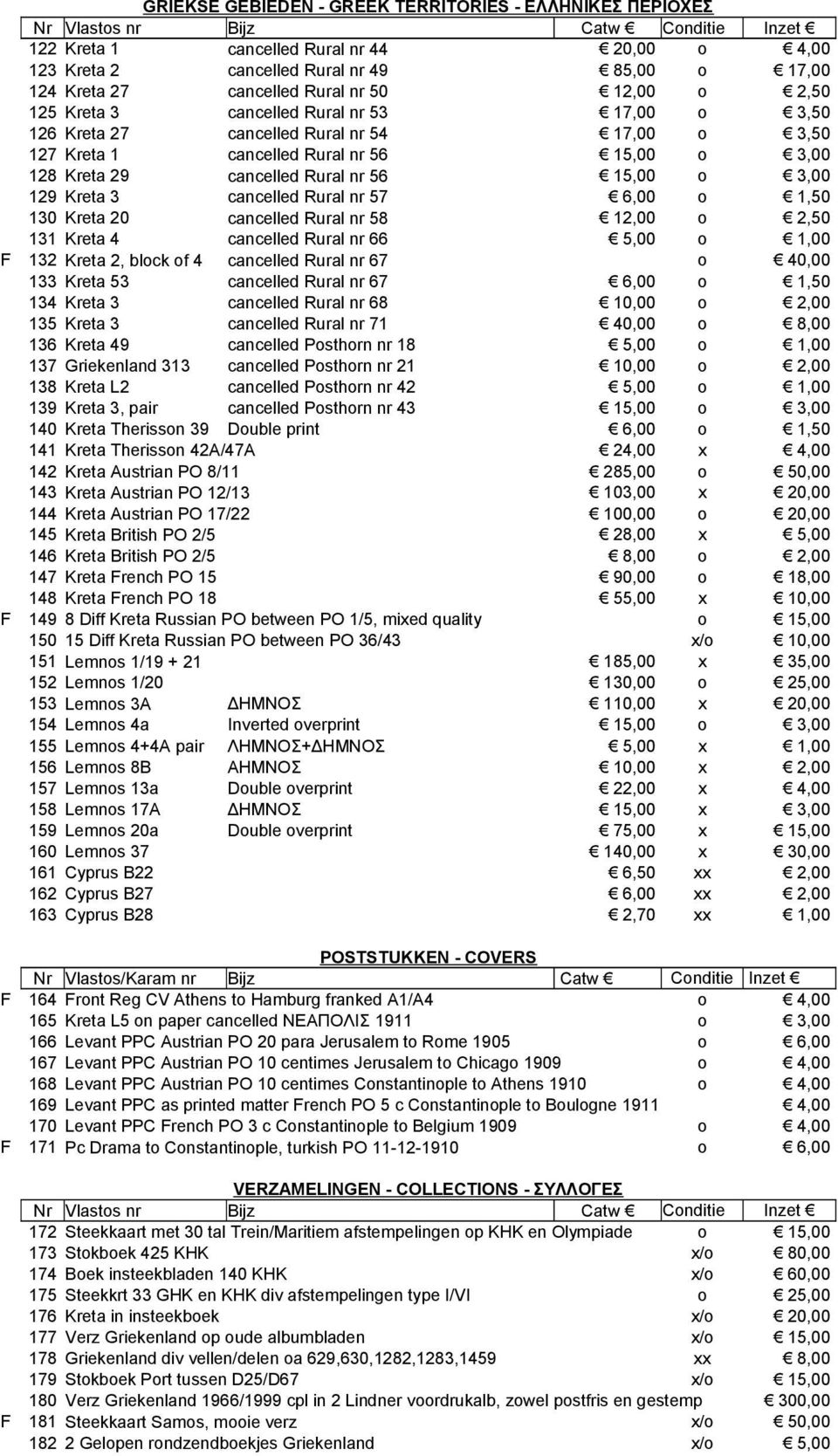 Rural nr 56 9 cancelled Rural nr 56 cancelled Rural nr 57 0 cancelled Rural nr 58 Kreta 4 cancelled Rural nr 66, blck f 4 cancelled Rural nr 67 Kreta 53 cancelled Rural nr 67 cancelled Rural nr 68