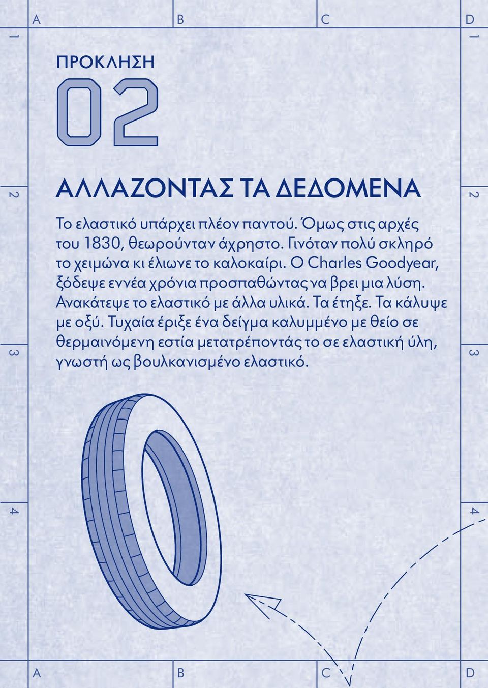 Ο Charles Goodyear, ξόδεψε εννέα χρόνια προσπαθώντας να βρει μια λύση. Ανακάτεψε το ελαστικό με άλλα υλικά.