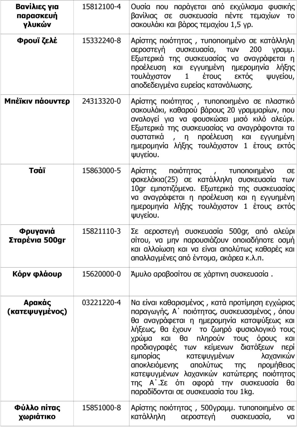 Εξωτερικά της συσκευασίας να αναγράφεται η προέλευση και εγγυημένη ημερομηνία λήξης τουλάχιστον 1 έτους εκτός ψυγείου, αποδεδειγμένα ευρείας κατανάλωσης.