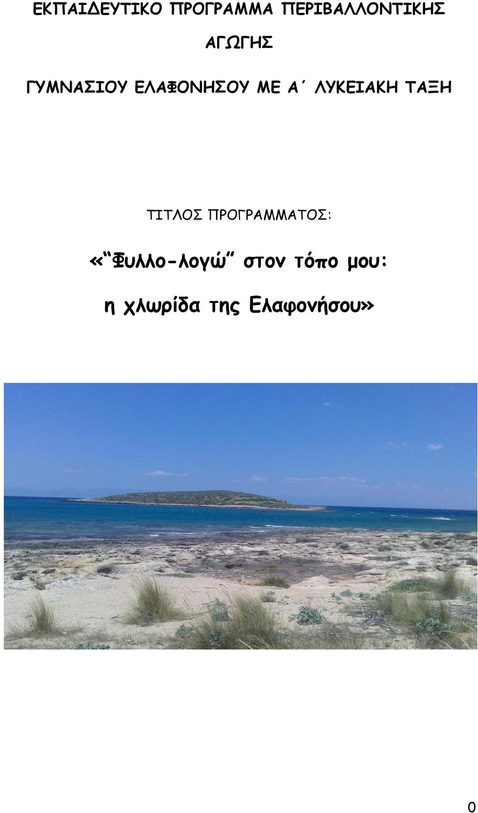 ΛΥΚΕΙΑΚΗ ΤΑΞΗ ΤΙΤΛΟΣ ΠΡΟΓΡΑΜΜΑΤΟΣ: