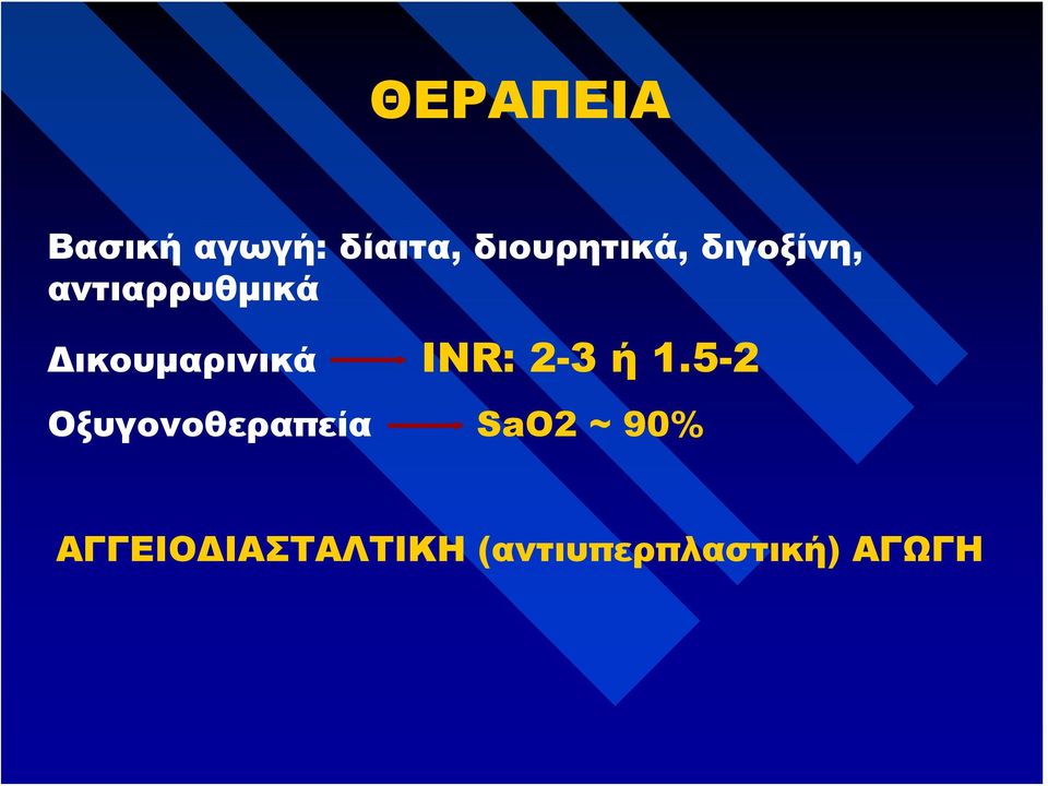 Δικουμαρινικά INR: 2-3 ή 1.