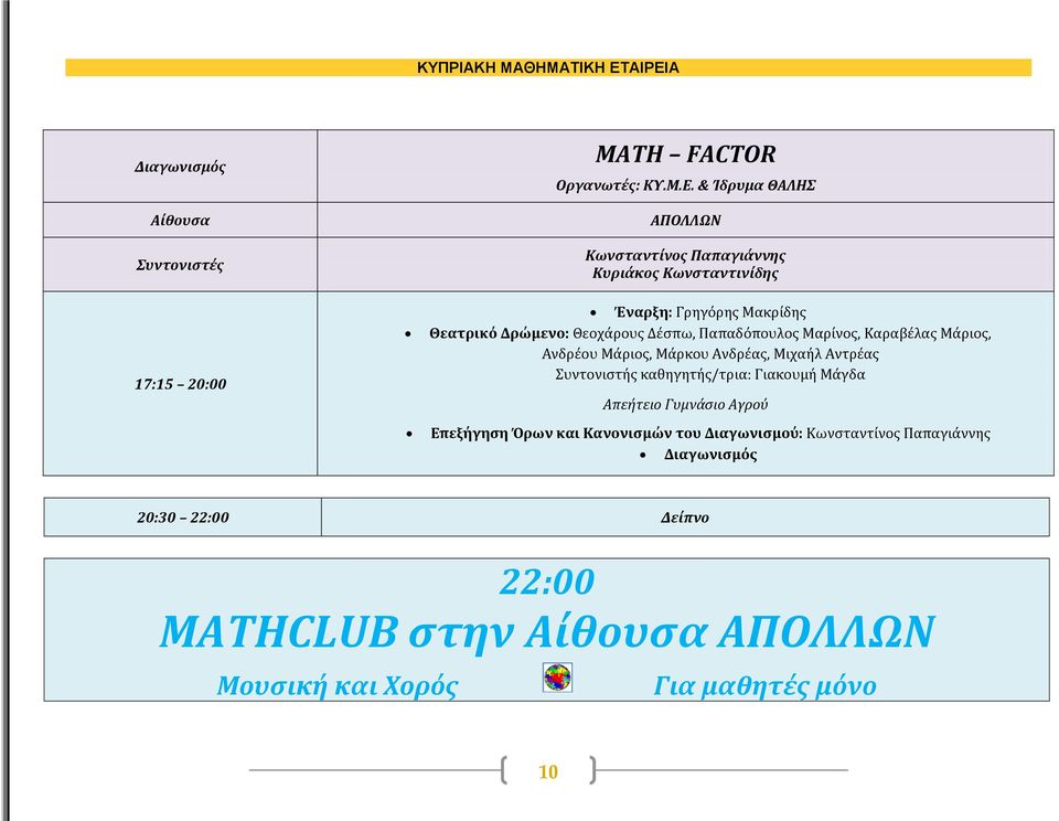 Θεοχάρους Δέσπω, Παπαδόπουλος Μαρίνος, Καραβέλας Μάριος, Ανδρέου Μάριος, Μάρκου Ανδρέας, Μιχαήλ Αντρέας Συντονιστής καθηγητής/τρια: