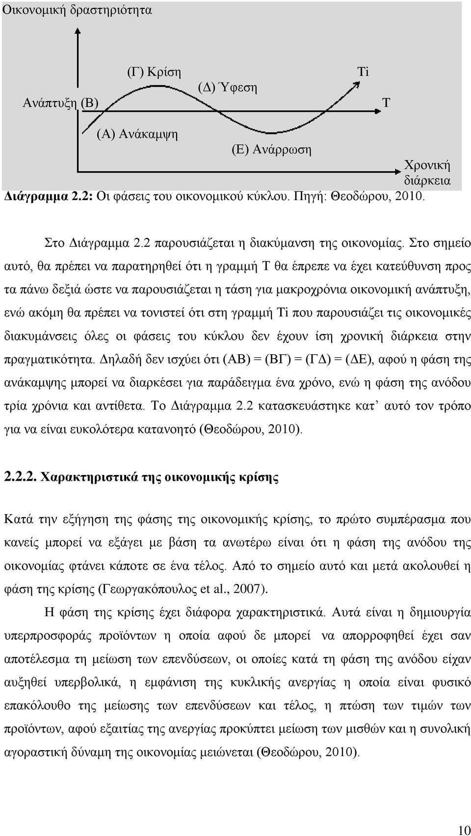 Στο σημείο αυτό, θα πρέπει να παρατηρηθεί ότι η γραμμή Τ θα έπρεπε να έχει κατεύθυνση προς τα πάνω δεξιά ώστε να παρουσιάζεται η τάση για μακροχρόνια οικονομική ανάπτυξη, ενώ ακόμη θα πρέπει να