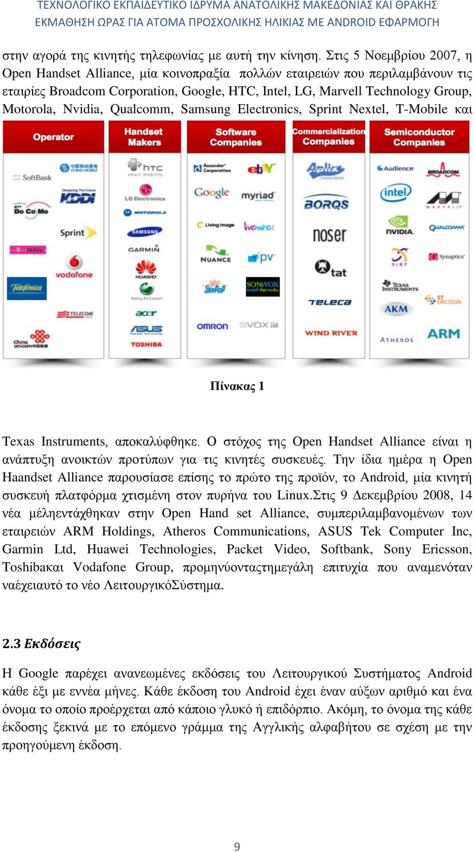 Nvidia, Qualcomm, Samsung Electronics, Sprint Nextel, T-Mobile και Πίνακας 1 Texas Instruments, αποκαλύφθηκε.