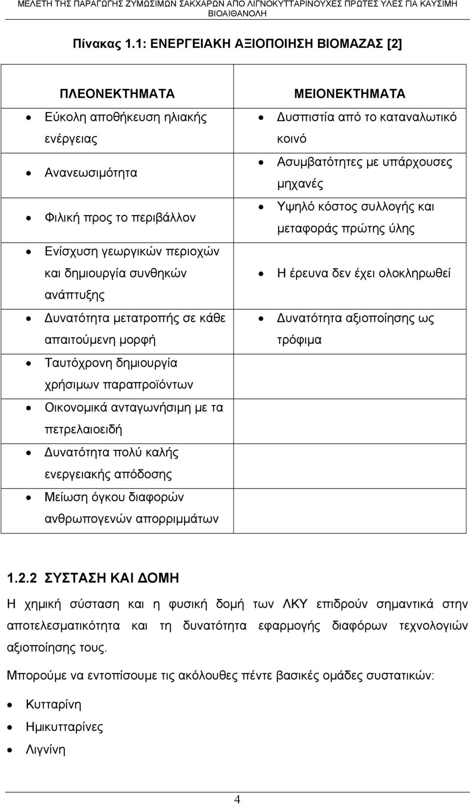 Δυνατότητα μετατροπής σε κάθε απαιτούμενη μορφή Ταυτόχρονη δημιουργία χρήσιμων παραπροϊόντων Οικονομικά ανταγωνήσιμη με τα πετρελαιοειδή Δυνατότητα πολύ καλής ενεργειακής απόδοσης Μείωση όγκου