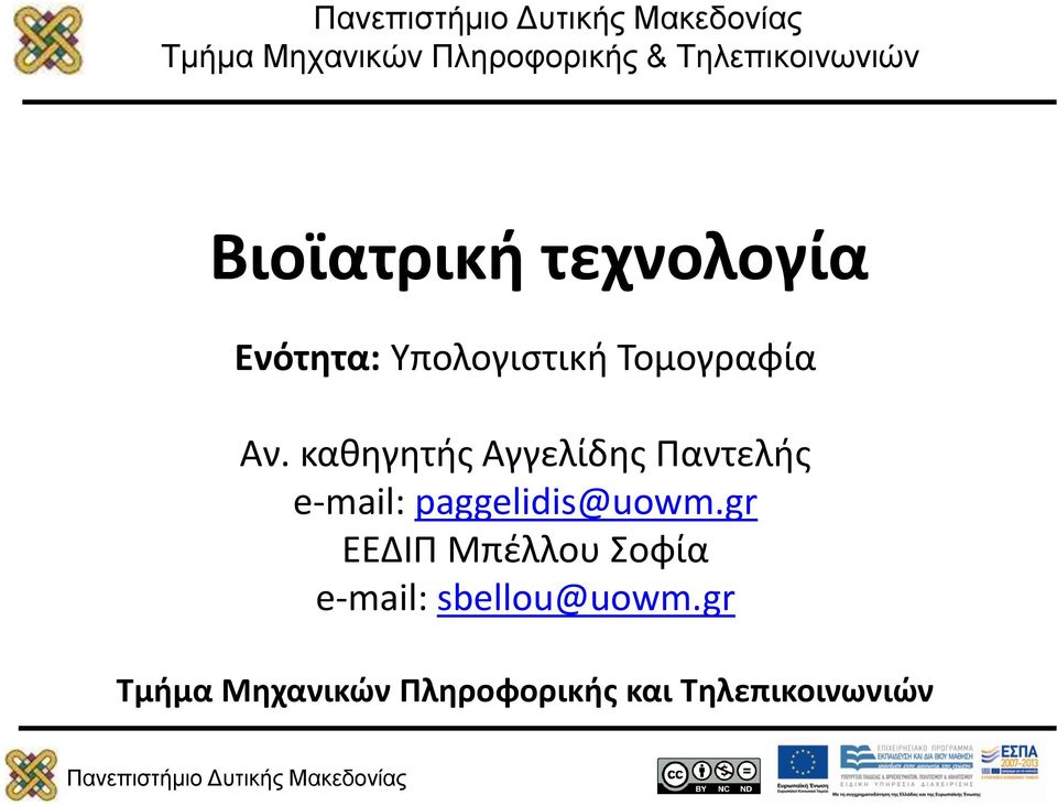 καθηγητής Αγγελίδης Παντελής e-mail: paggelidis@uowm.