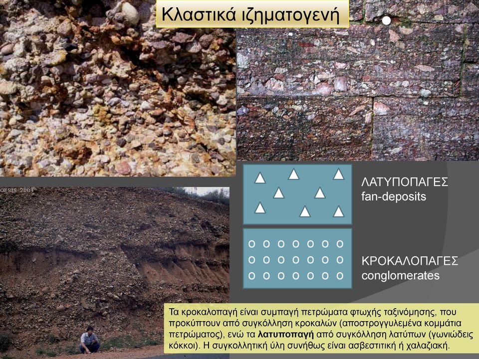 προκύπτουν από συγκόλληση κροκαλών (αποστρογγυλεμένα κομμάτια πετρώματος), ενώ τα λατυποπαγή