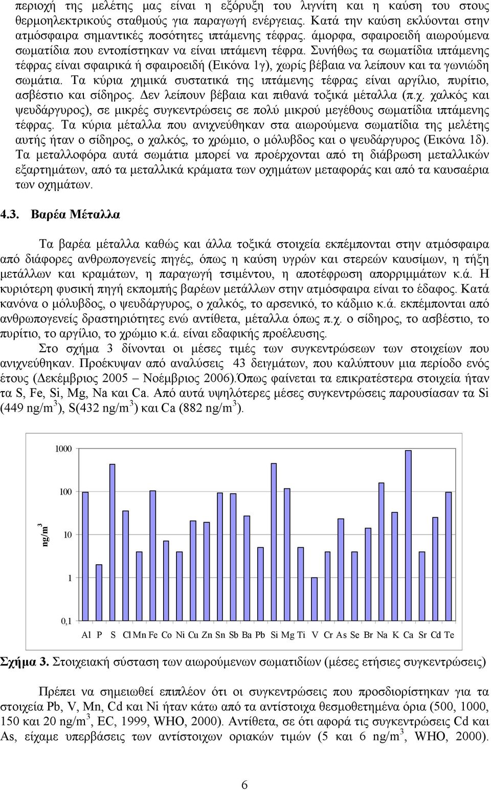 Συνήθως τα σωµατίδια ιπτάµενης τέφρας είναι σφαιρικά ή σφαιροειδή (Εικόνα 1γ), χωρίς βέβαια να λείπουν και τα γωνιώδη σωµάτια.