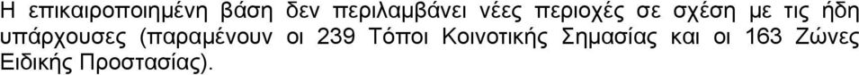 υπάρχουσες (παραμένουν οι 239 Τόποι