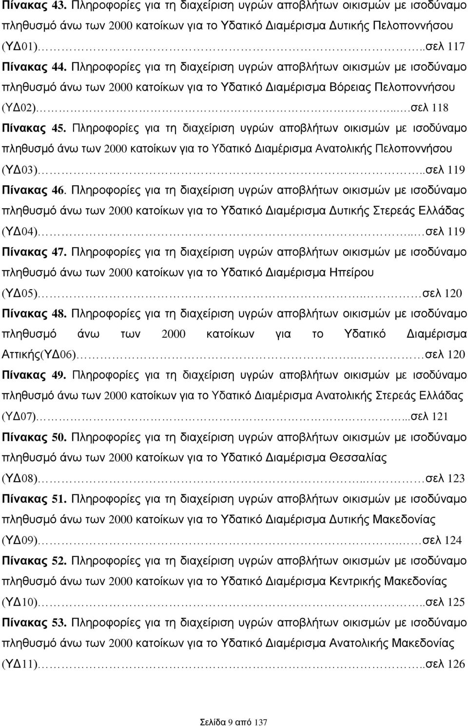 Πληροφορίες για τη διαχείριση υγρών αποβλήτων οικισμών με ισοδύναμο πληθυσμό άνω των 2000 κατοίκων για το Υδατικό Διαμέρισμα Ανατολικής Πελοποννήσου (ΥΔ03)..σελ 119 Πίνακας 46.