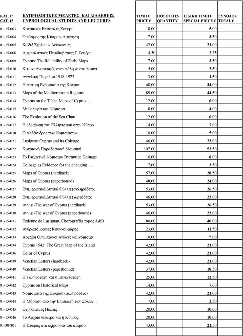 Σχολείων Λευκωσίας 42,00 21,00 01-15-006 Αρχαιολογικές Περιδιαβάσεις Γ.