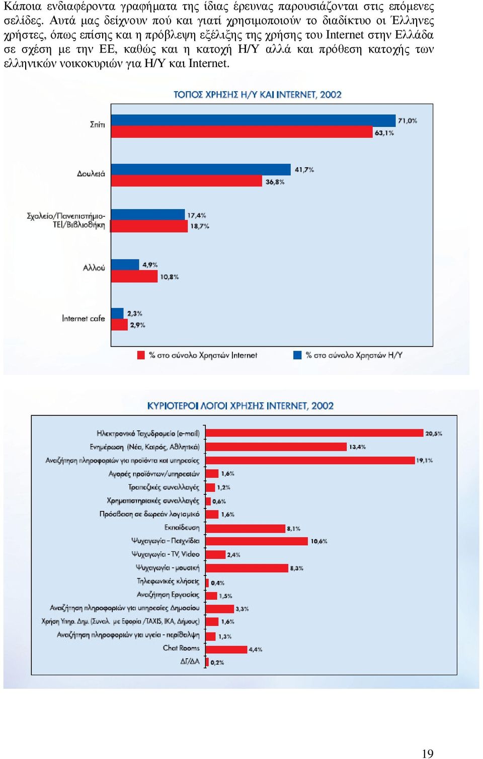 επίσης και η πρόβλεψη εξέλιξης της χρήσης του Internet στην Ελλάδα σε σχέση µε την ΕΕ,