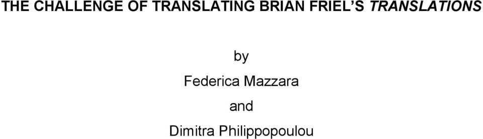 TRANSLATIONS by Federica