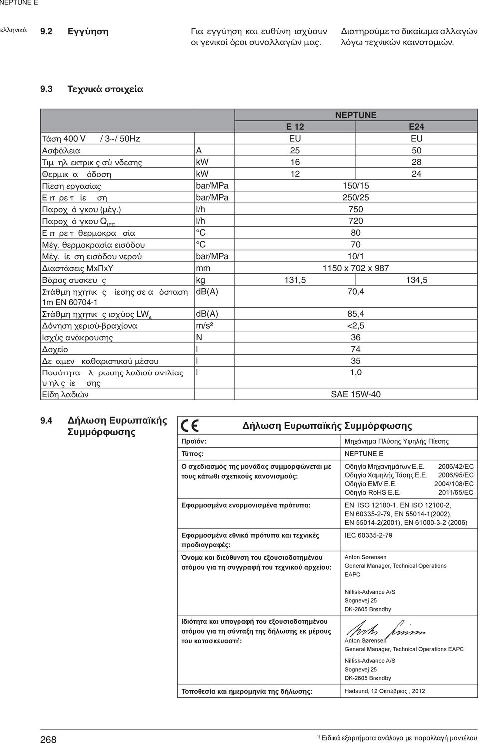 Παροχ ό γκου (μέγ.) l/h 750 Παροχ ό γκου Q IEC l/h 720 Ε ιτ ρε τ θερμοκρα σία C 80 Mέγ. θερμοκρασία εισόδου C 70 Mέγ.