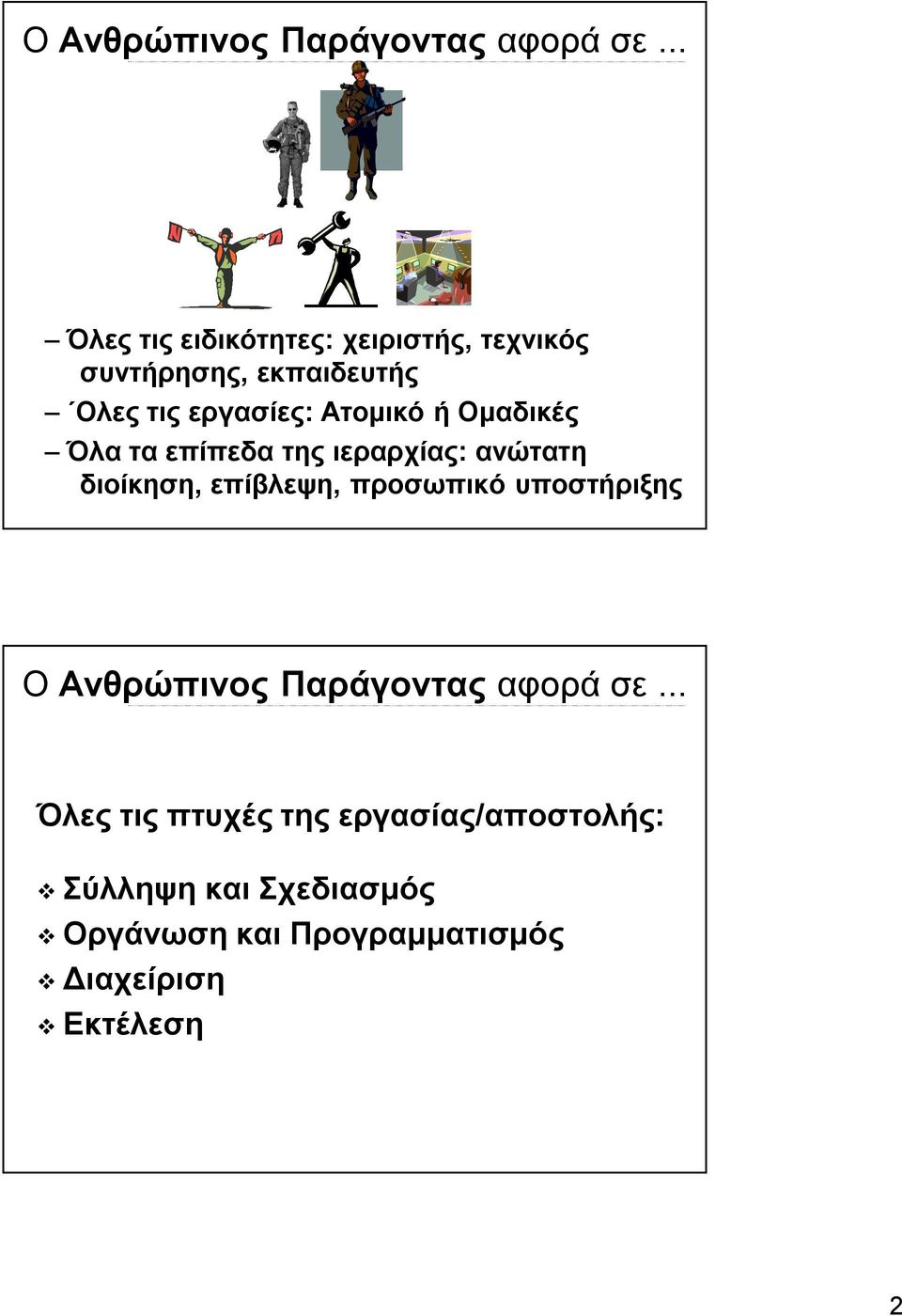 Ατομικό ή Ομαδικές Όλα τα επίπεδα της ιεραρχίας: ανώτατη διοίκηση, επίβλεψη, προσωπικό