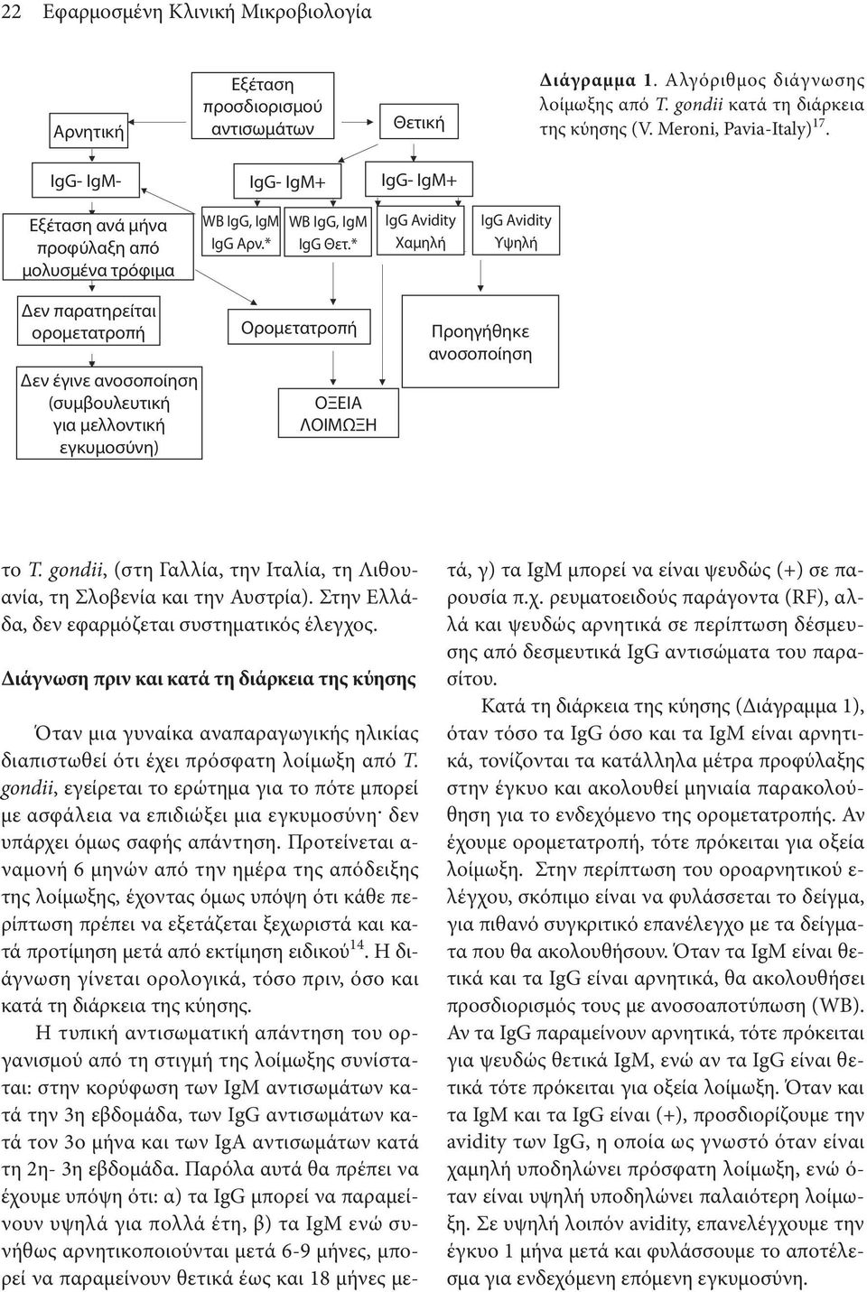 * IgG Avidity Χαμηλή IgG Avidity Υψηλή Δεν παρατηρείται ορομετατροπή Δεν έγινε ανοσοποίηση (συμβουλευτική για μελλοντική εγκυμοσύνη) Ορομετατροπή ΟΞΕΙΑ ΛΟΙΜΩΞΗ Προηγήθηκε ανοσοποίηση το T.