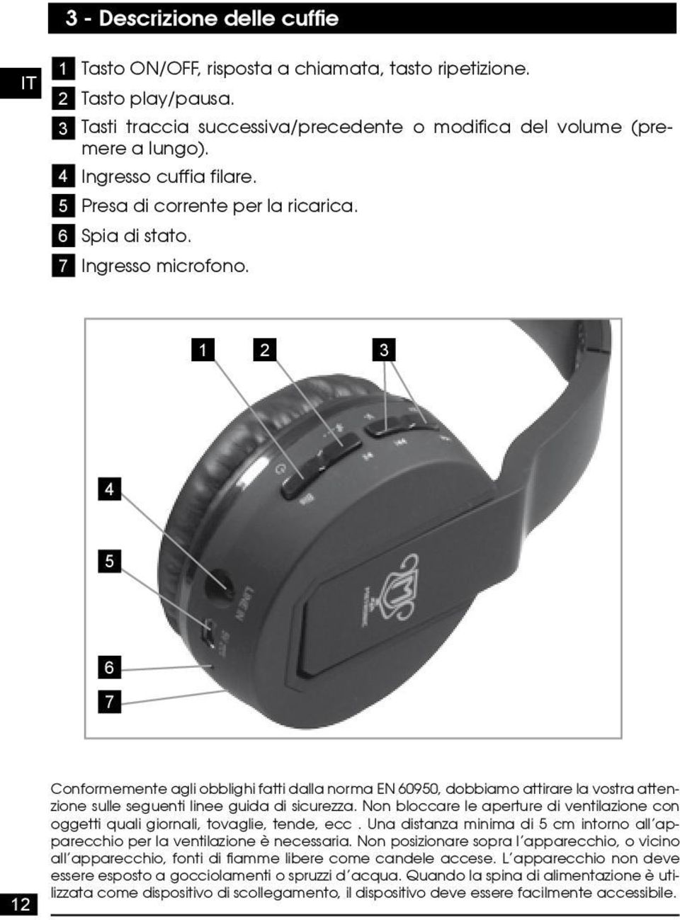 1 2 3 4 5 6 7 Conformemente agli obblighi fatti dalla norma EN 60950, dobbiamo attirare la vostra attenzione sulle seguenti linee guida di sicurezza.