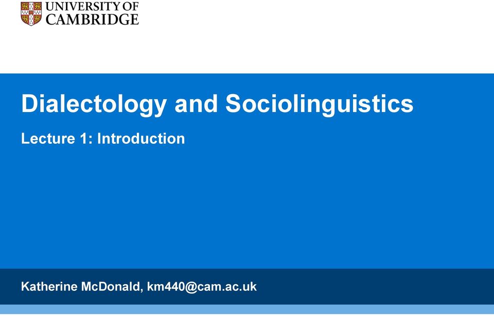 Lecture 1: Introduction