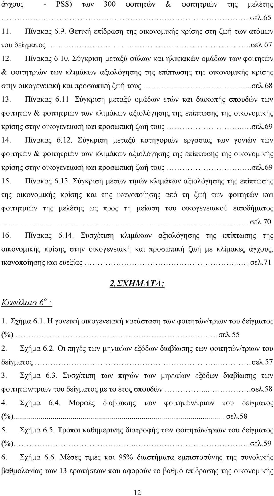 Σύγκριση μεταξύ ομάδων ετών και διακοπής σπουδών των φοιτητών & φοιτητριών των κλιμάκων αξιολόγησης της επίπτωσης της οικονομικής κρίσης στην οικογενειακή και προσωπική ζωή τους...σελ.69 14.