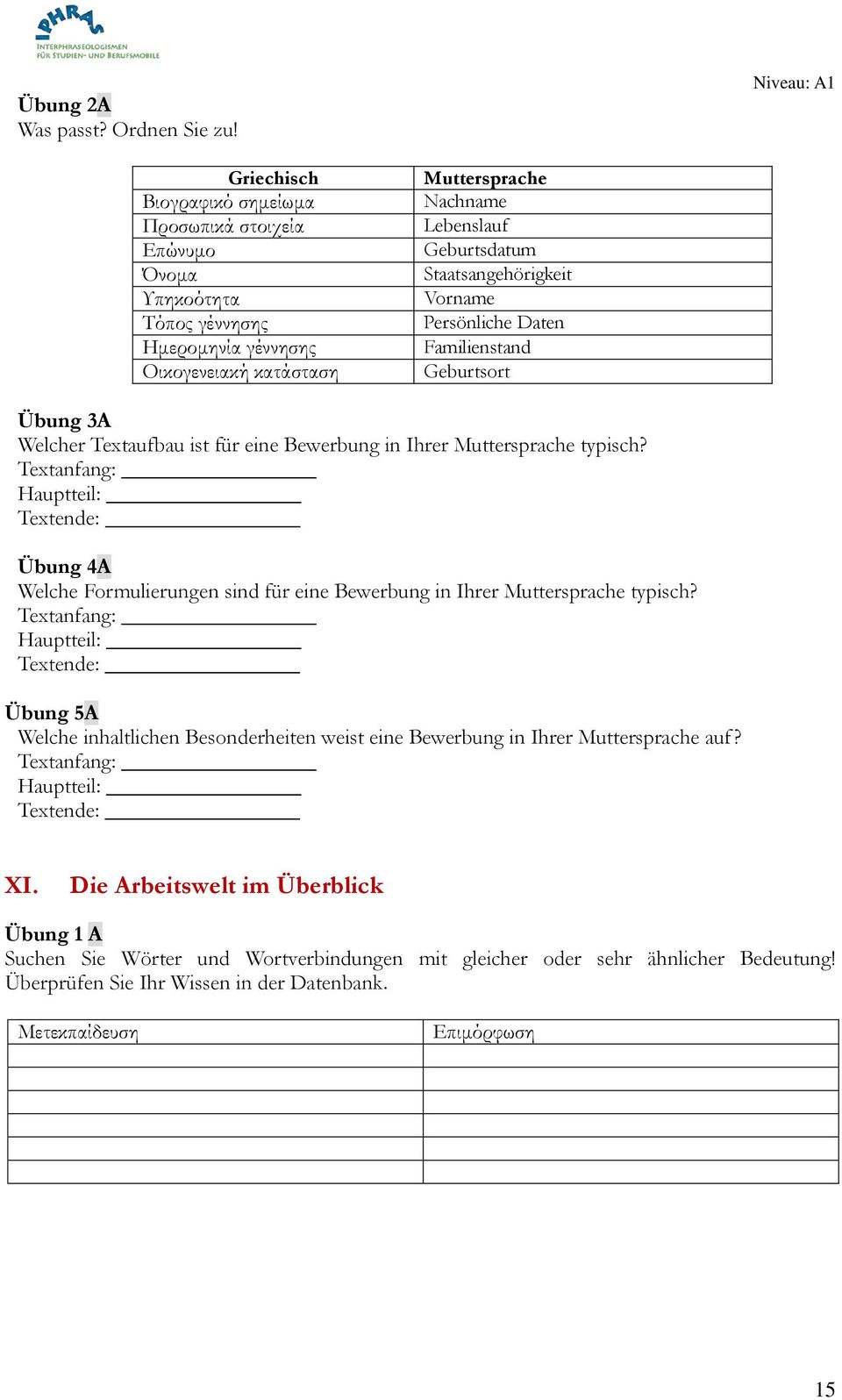 Vorname Persönliche Daten Familienstand Geburtsort Welcher Textaufbau ist für eine Bewerbung in Ihrer Muttersprache typisch?