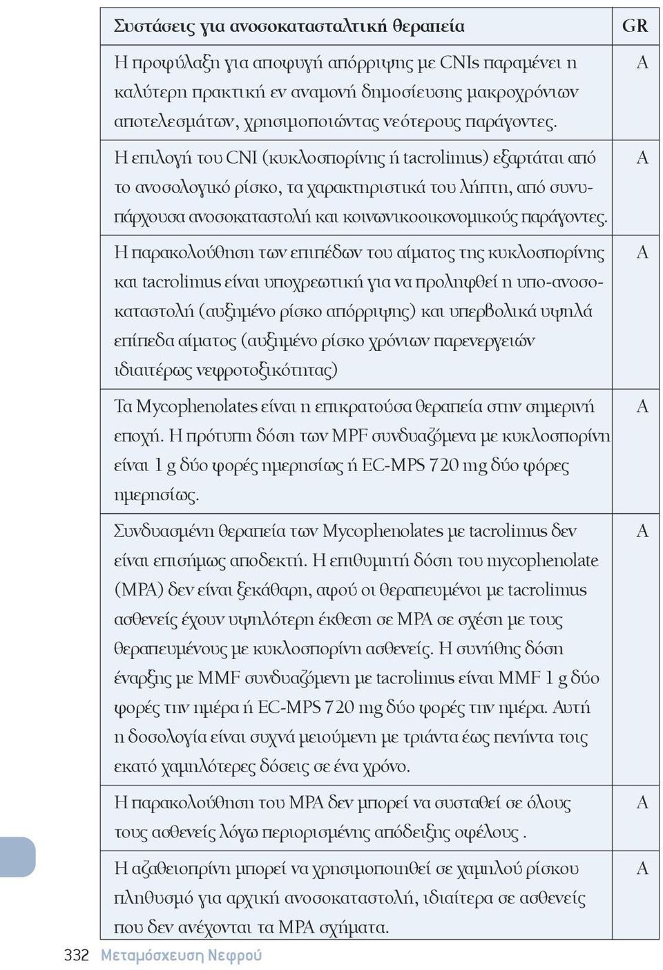 Η παρακολούθηση των επιπέδων του αίματος της κυκλοσπορίνης και tacrolimus είναι υποχρεωτική για να προληφθεί η υπο-ανοσοκαταστολή (αυξημένο ρίσκο απόρριψης) και υπερβολικά υψηλά επίπεδα αίματος