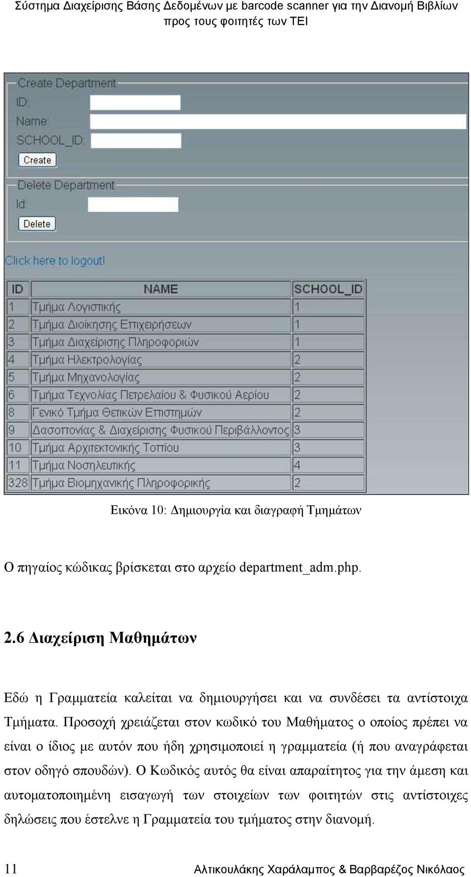 Προσοχή χρειάζεται στον κωδικό του Μαθήματος ο οποίος πρέπει να είναι ο ίδιος με αυτόν που ήδη χρησιμοποιεί η γραμματεία (ή που αναγράφεται στον οδηγό