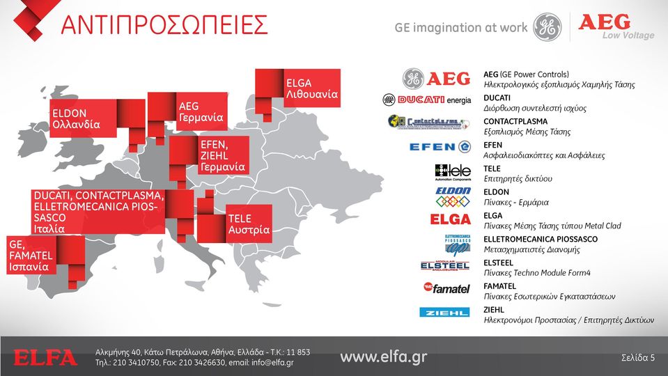 Ασφάλειες TELE Επιτηρητές δικτύου ELDON Πίνακες - Ερμάρια ELGA Πίνακες Μέσης Τάσης τύπου Metal Clad TELE Αυστρία ELLETROMECANICA PIOSSASCO Μετασχηματιστές