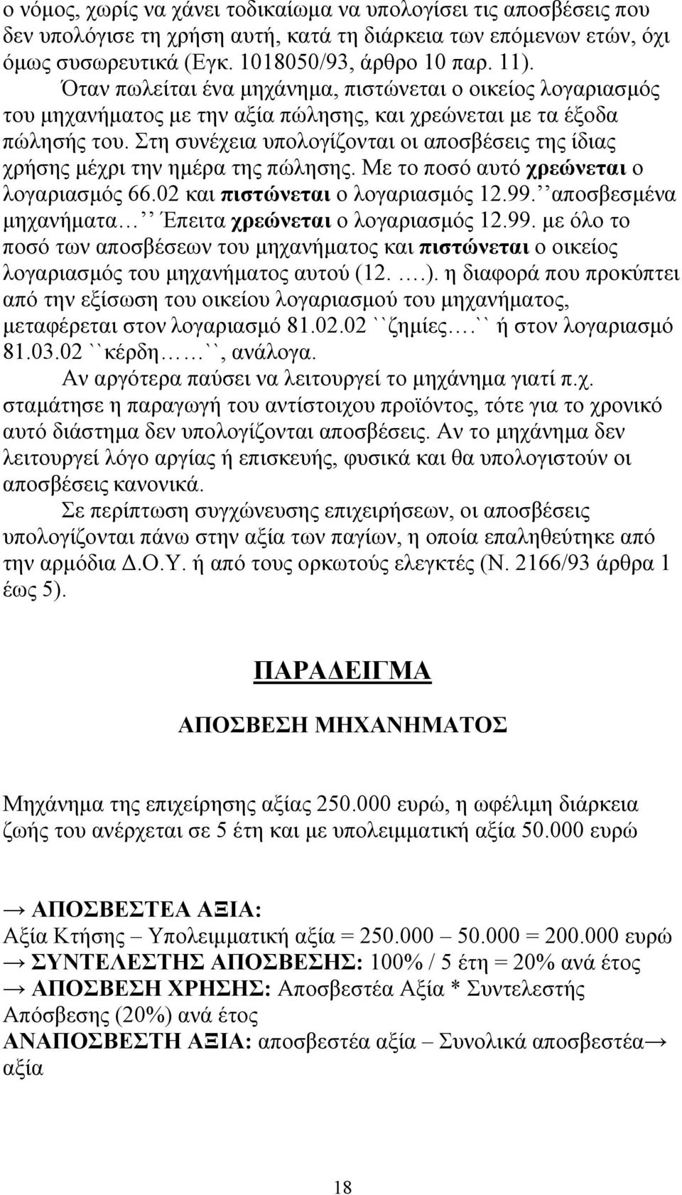 Στη συνέχεια υπολογίζονται οι αποσβέσεις της ίδιας χρήσης μέχρι την ημέρα της πώλησης. Με το ποσό αυτό χρεώνεται ο λογαριασμός 66.02 και πιστώνεται ο λογαριασμός 12.99.