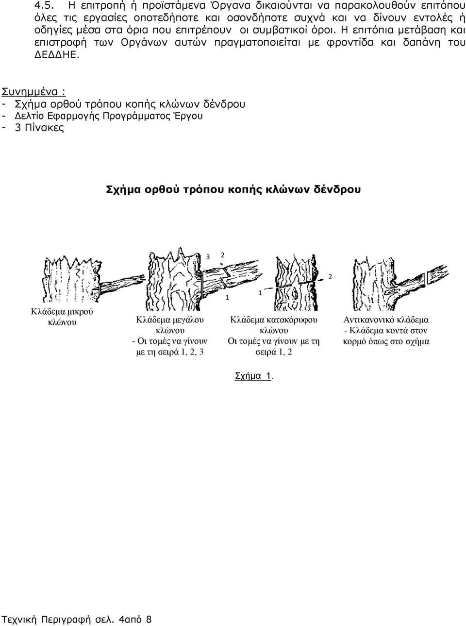 Συνημμένα : - Σχήμα ορθού τρόπου κοπής κλώνων δένδρου - Δελτίο Εφαρμογής Προγράμματος Έργου - 3 Πίνακες Σχήμα ορθού τρόπου κοπής κλώνων δένδρου 3 2 2 1 1 Κλάδεμα μικρού κλώνου