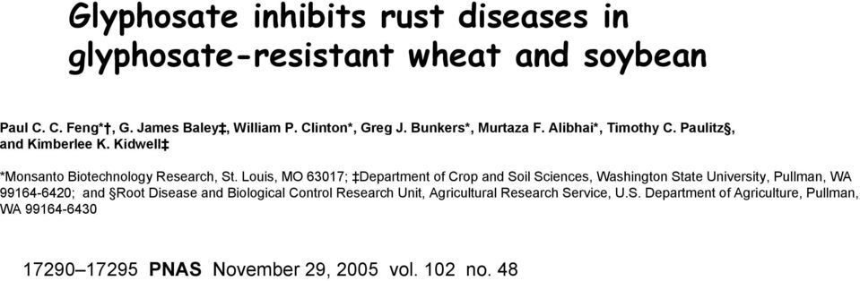 Louis, MO 63017; Department of Crop and Soil Sciences, Washington State University, Pullman, WA 99164-6420; and Root Disease and