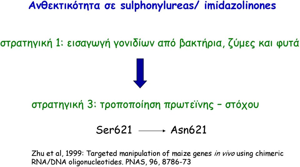 πρωτεϊνης στόχου Ser621 Asn621 Zhu et al, 1999: Targeted manipulation