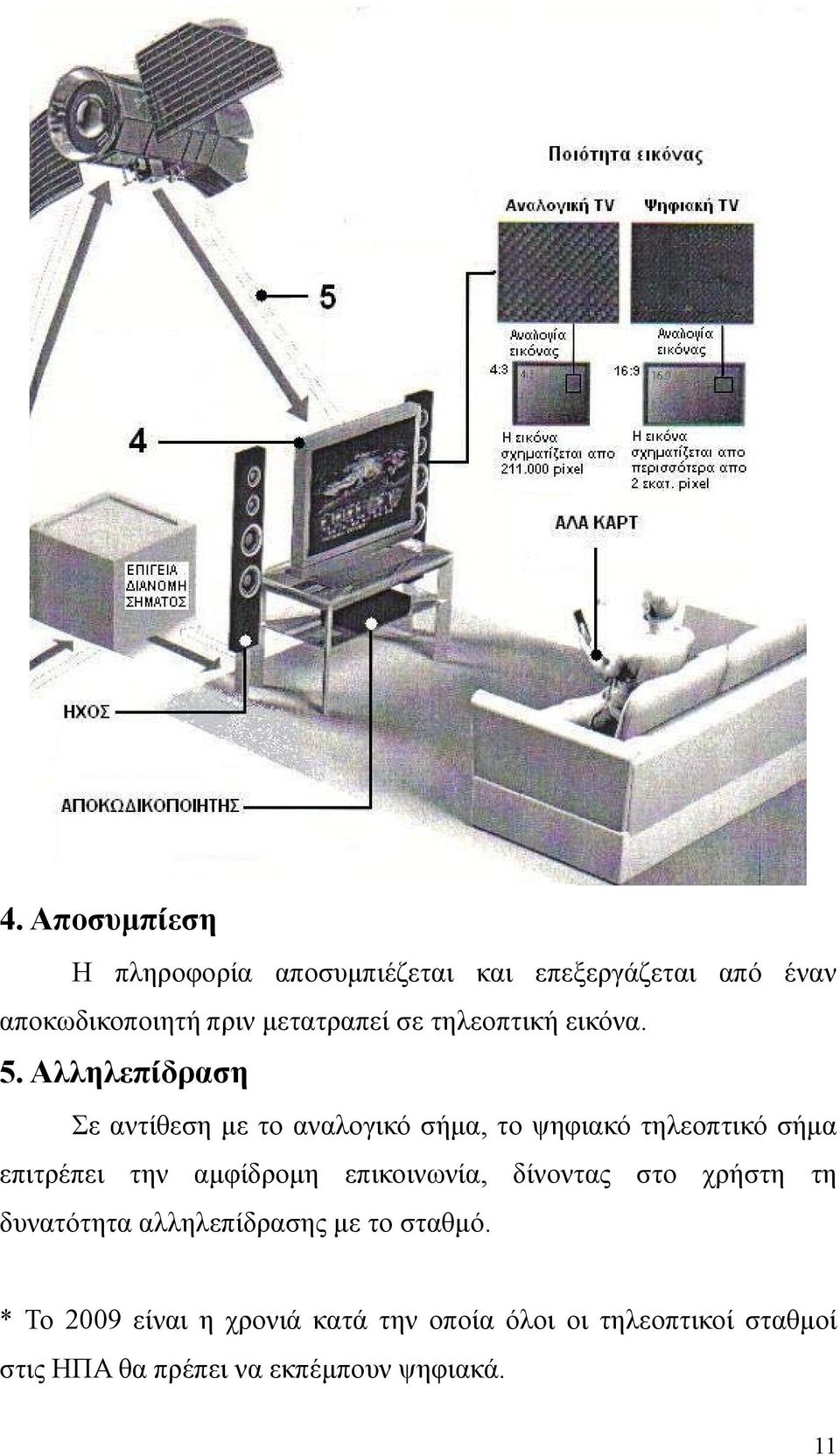 Αλληλεπίδραση Σε αντίθεση με το αναλογικό σήμα, το ψηφιακό τηλεοπτικό σήμα επιτρέπει την αμφίδρομη