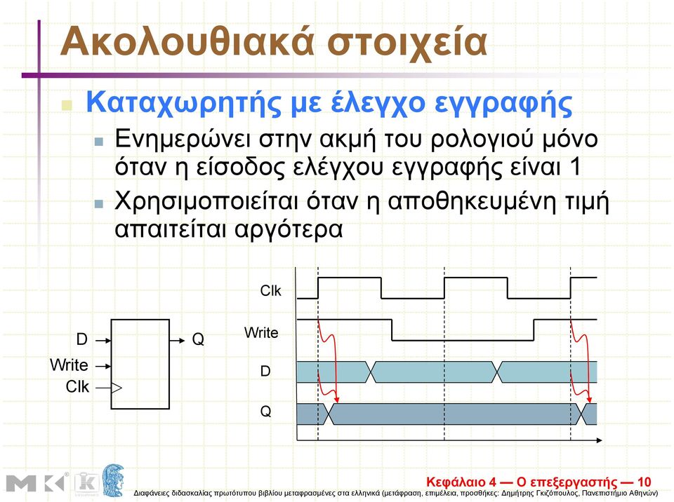 εγγραφής είναι 1 Χρησιµοποιείται όταν η αποθηκευµένη τιµή