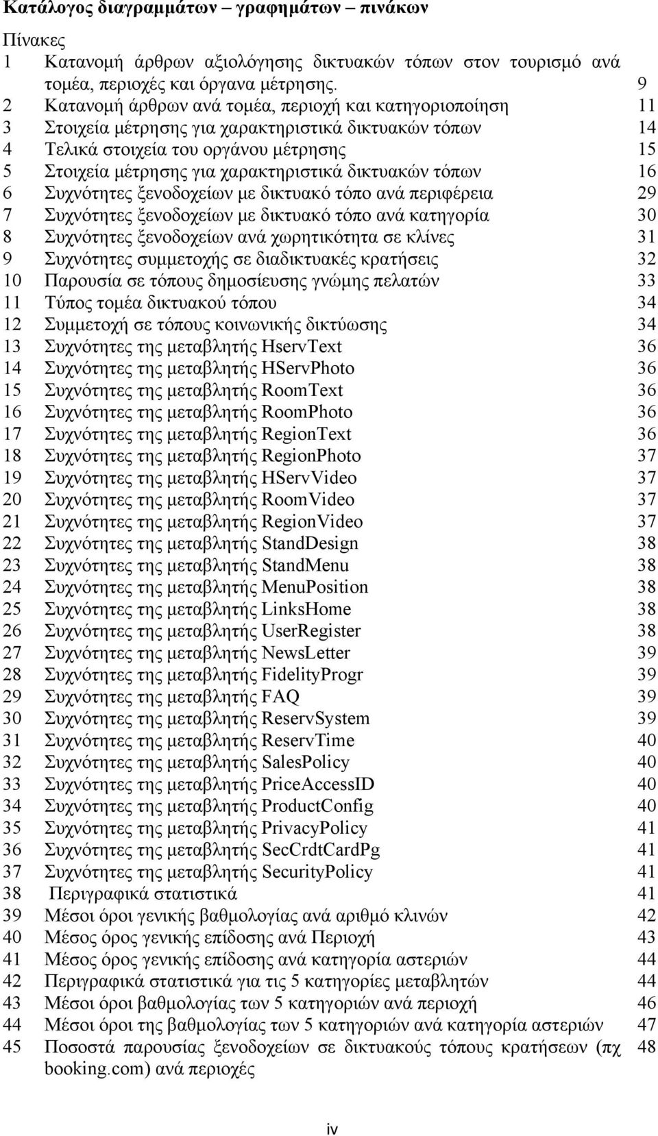χαρακτηριστικά δικτυακών τόπων 16 6 Συχνότητες ξενοδοχείων με δικτυακό τόπο ανά περιφέρεια 29 7 Συχνότητες ξενοδοχείων με δικτυακό τόπο ανά κατηγορία 30 8 Συχνότητες ξενοδοχείων ανά χωρητικότητα σε